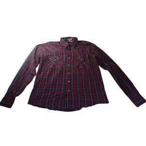 VTG Timber Rim Pearl‎ Snap Western Shirt LT Plaid Woven Cowboy Tall USA 80s 90s